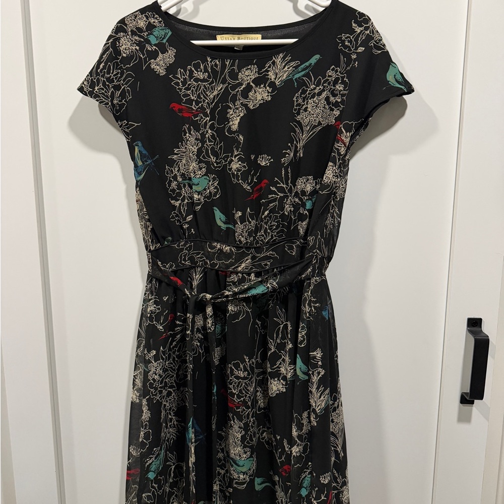 Uttam Boutique London Red And Blue Bird Dress Women’s US 10/12 UK16 EUR44
